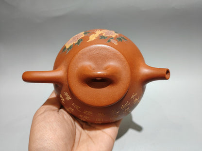 Chinese Yixing Zisha Clay Handmade Exquisite Flowers&Birds Teapot 31319