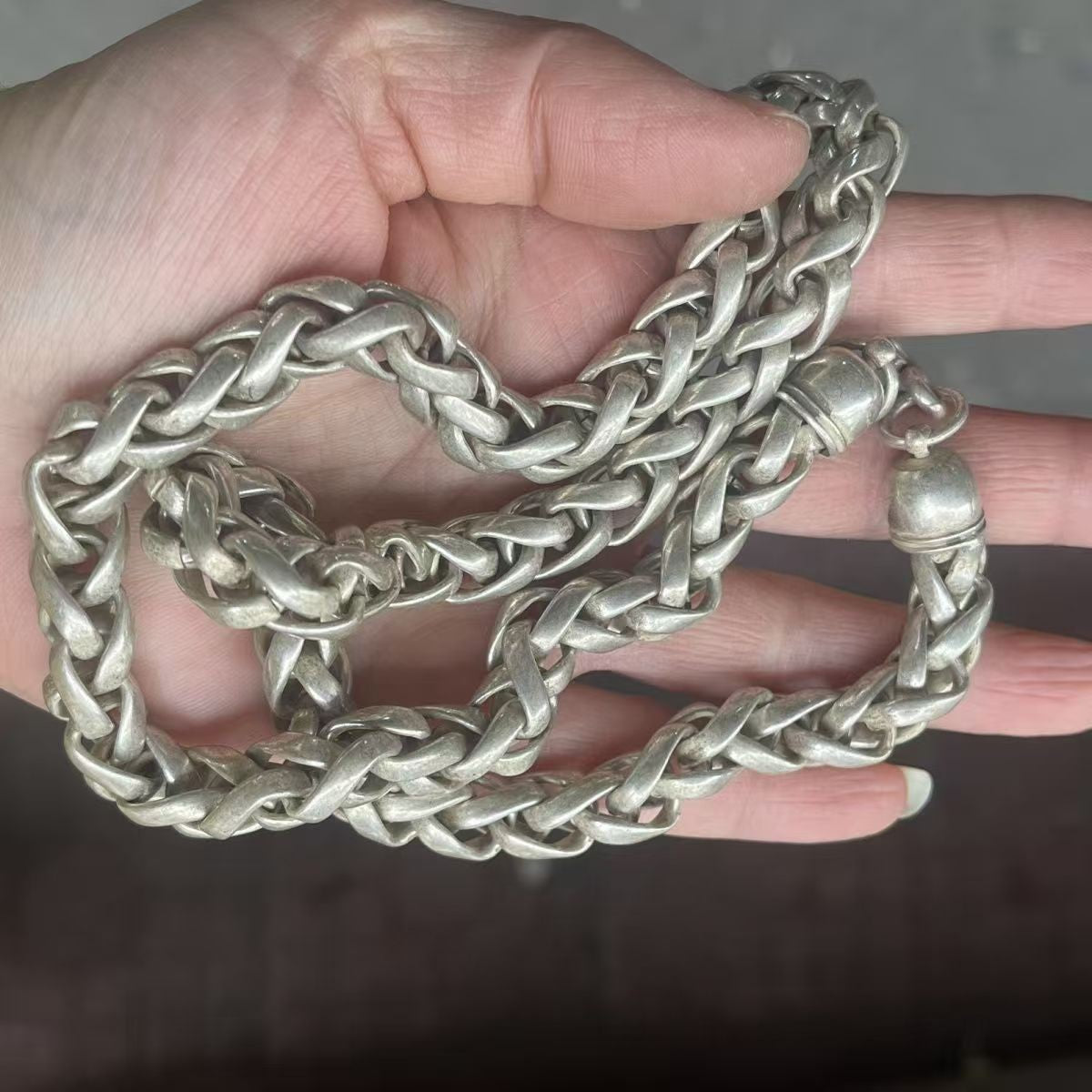 Vintage Miao Silver Handwoven Necklace Ethnic Folk Silver Jewelry