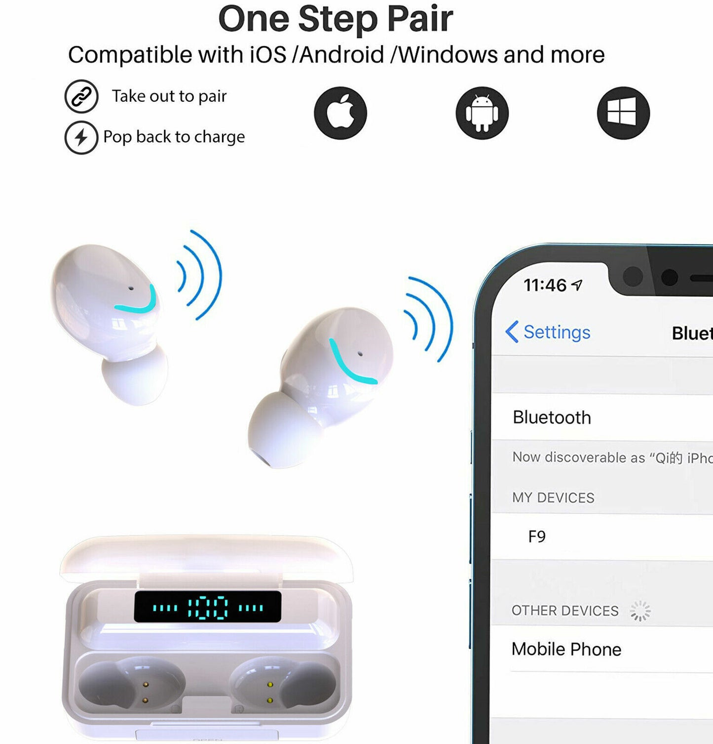 Auriculares Inalambricos Bluetooth 5.0 Audifonos impermeables para Telefonos Cel