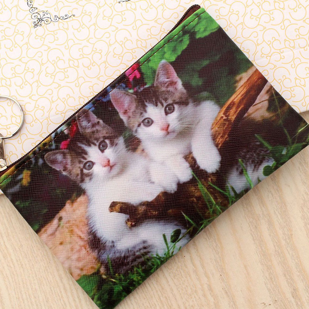 Girls Cute Cat Coin Purse Women Kids Mini Wallet Zipper Cartoon Bag Pouch Holder