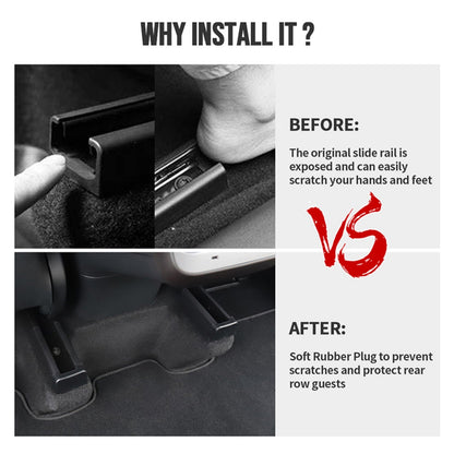 4Pcs Car Rear Seat Slide Rail Anti-Kick Plug Protector Cover For Tesla Model 3 Y