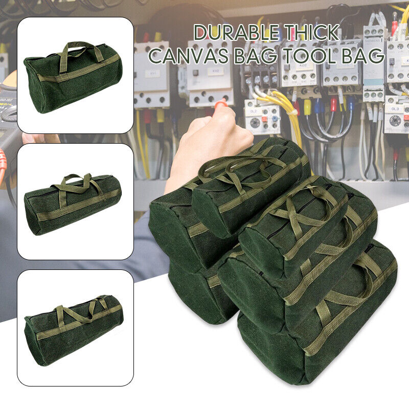 Durable Thick Green Canvas Pouch Tool Bags Storage Organizer Instrument Case