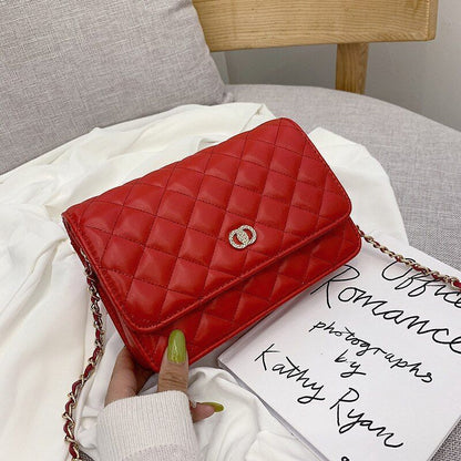 Small Square Bag Leather Shoulder Bag Casual Chain Crossbody Bag Polyester Hasp