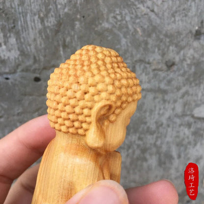 Cliff Cypress Wood Carving Tathagata Buddha Solid Wood Crafts Ornaments
