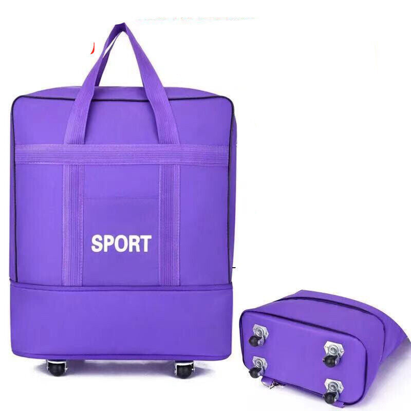 Large Capacity Foldable Luggage Trolley Bags Oxford Expendable Wheel Travel Bags