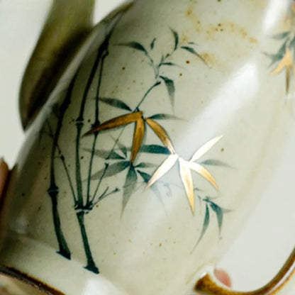 Glazed Ceramic Teapot Pure Hand-painted Bamboo Filter Pot Tea Soaking Kettle