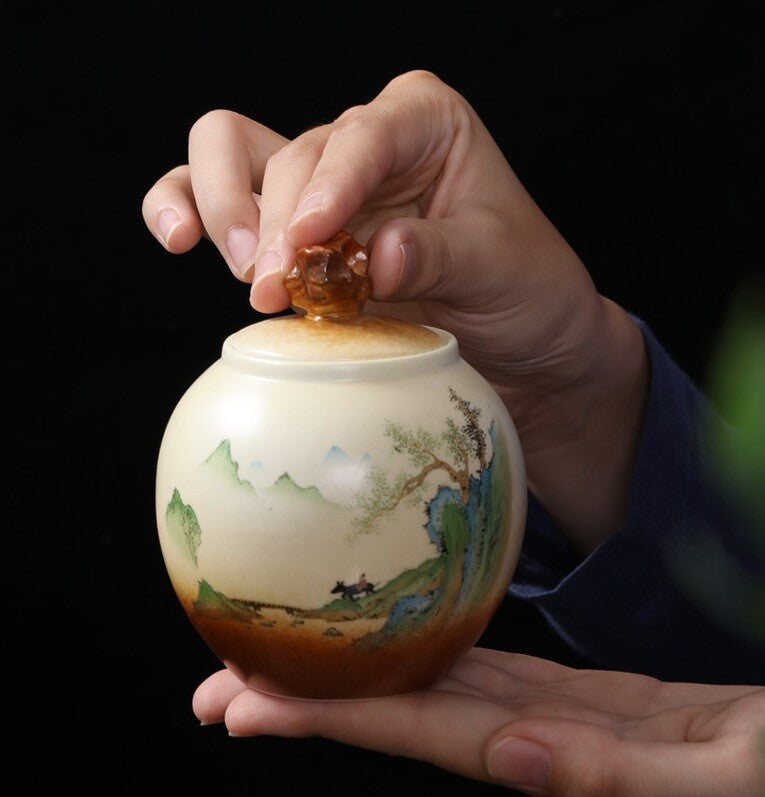 Creative Chinese Ceramic Tea Canister Coffee Jar Puer Tea Sealed Pot Tea Caddy