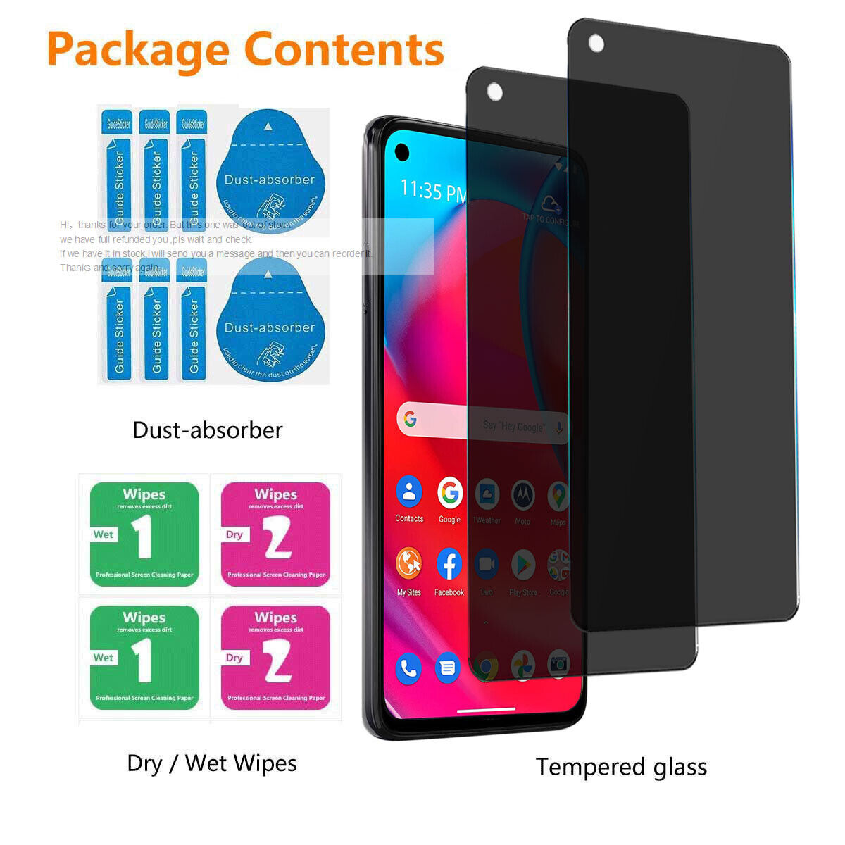 For Moto G Stylus 5G (2021) Privacy Tempered Glass Anti-Spy Screen Protector