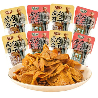 口口丫虎皮豆干香辣五香味小吃零食 Mouth Ya Tiger Skin Bean Dry Spicy Five Flavor Snacks