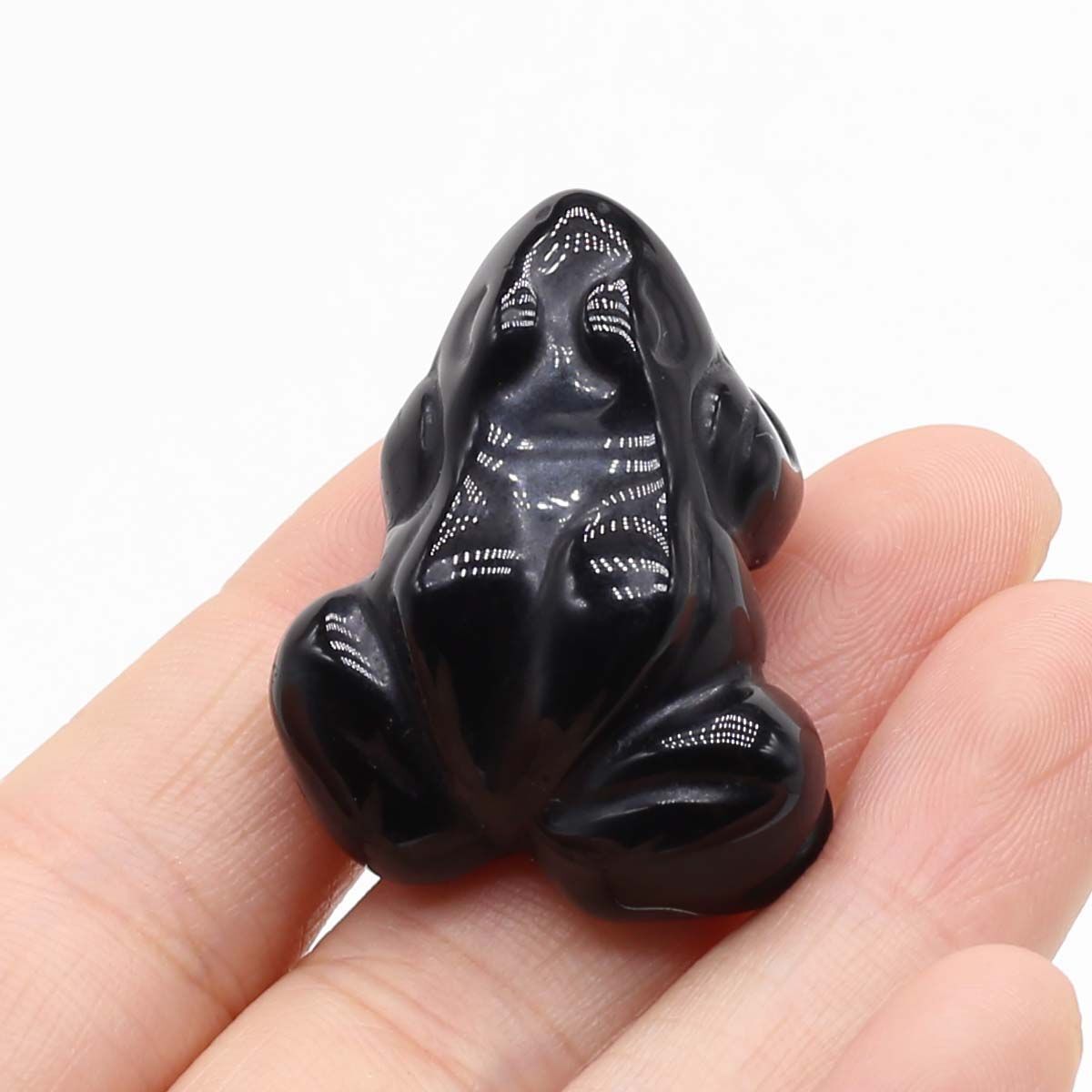 Frog Statue Figurine Natural Stones Hand Carved Ornament Healing Crystal 30x38mm