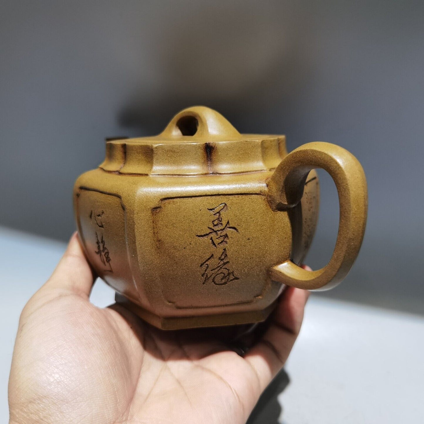 vintage China yixing purple clay teapot zisha ceremony carving beautiful teaware