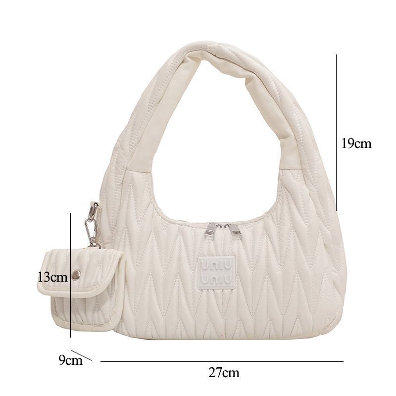 Pleated Shoulder Armpit Purses Hand Bags Branded Embroidery Purses Handbag 1 PC