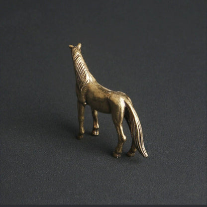 Brass Long Tail Horse Miniature Tea Pet Ornament Animal Craft ToyFi Decoration