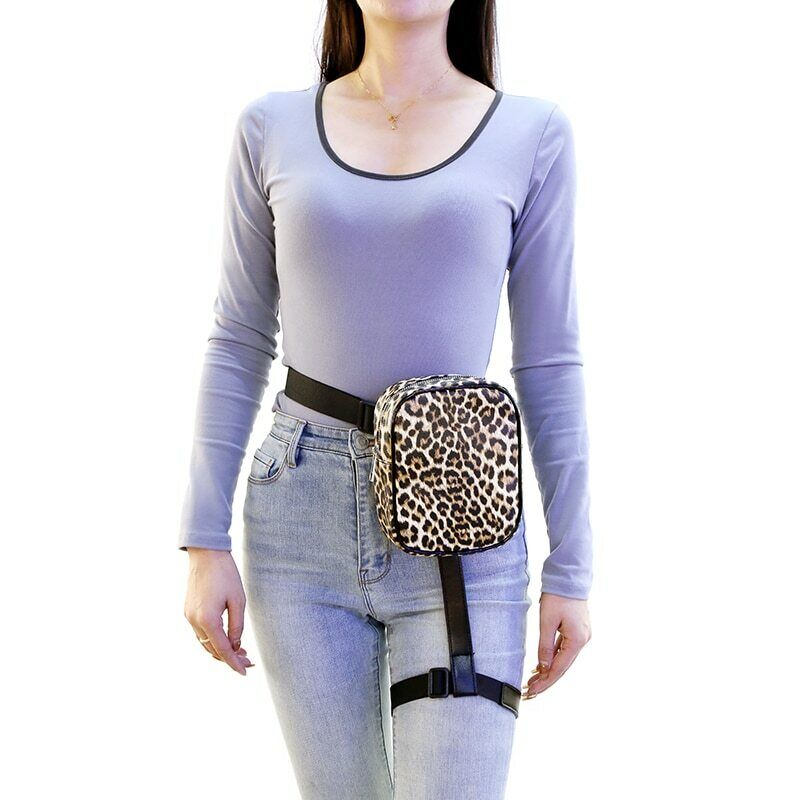 Fashion Women Waist Leg Belt Leather Cool Girl Bag Fanny Pack For Outdoor