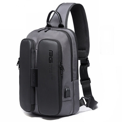 USB Charging Port Water Resistant Nylon Sling bag Chest Pack Backpack Business