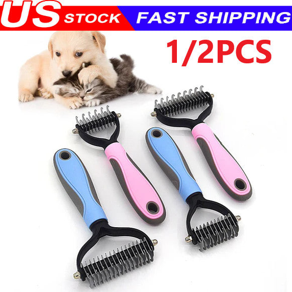 Professional Pet Grooming Tool 2 Sided Undercoat Dog Cat Shedding Comb Brush Pet
