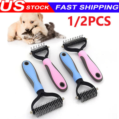 Professional Pet Grooming Tool 2 Sided Undercoat Dog Cat Shedding Comb Brush Pet