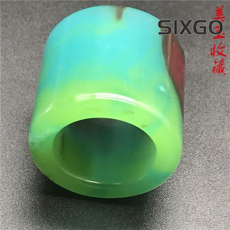 22mm Antique Seven Color Jade Bi Disc Green Jade Pendant Thumb Ring Jewelry