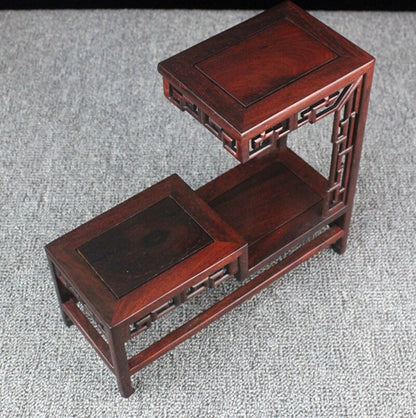 Rosewood High Low Rack Art Craft Stand Bonsai Teapot Stone Vase Flower Pot Base
