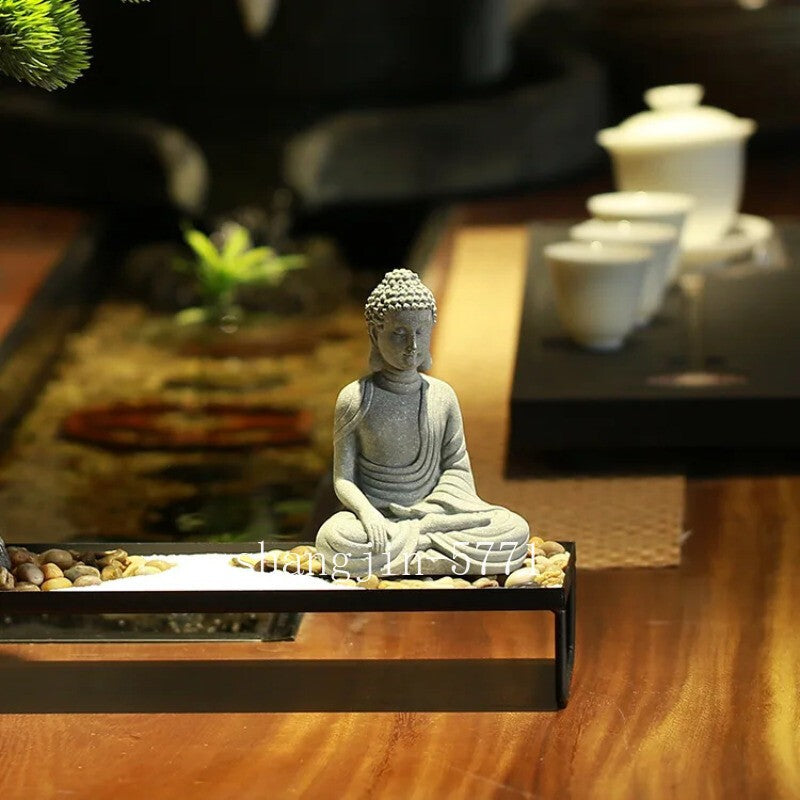 Little Buddhist Monks Tibetan Buddhism Figurines Buddha Stone Statue Garden Car