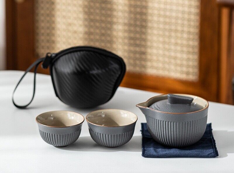 on sales porcelain tea set for travel tea pot with infuser hole cup portable bag