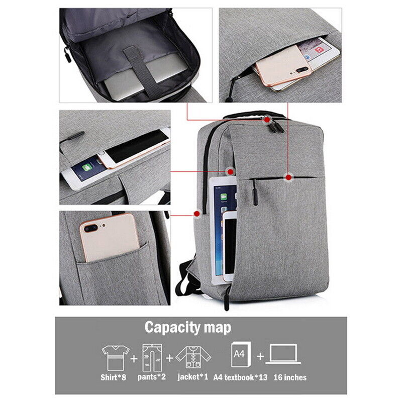 Laptop Backpack USB Book School Bag Rucksack Anti Theft Men Travel Backpack Gift
