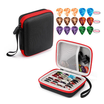 16pcs Guitar Pick Holder Case Box W/ Pick Capo Tuner Strings Storage Pouch Bag