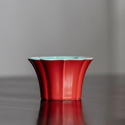 Chinese Jingdezhen Porcelain Tea Cup red Petal