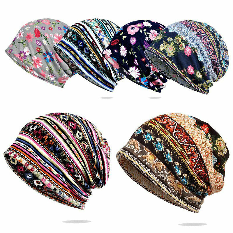 Women Floral Baggy Slouchy Beanie Hat Headwear Scarf Snood Hat Cancer Chemo Caps