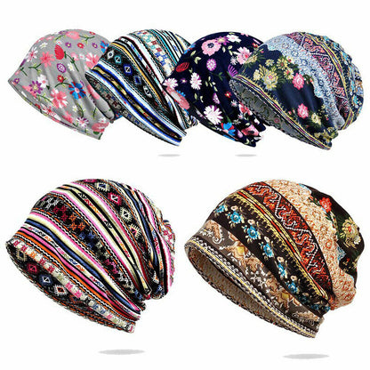 Women Floral Baggy Slouchy Beanie Hat Headwear Scarf Snood Hat Cancer Chemo Caps