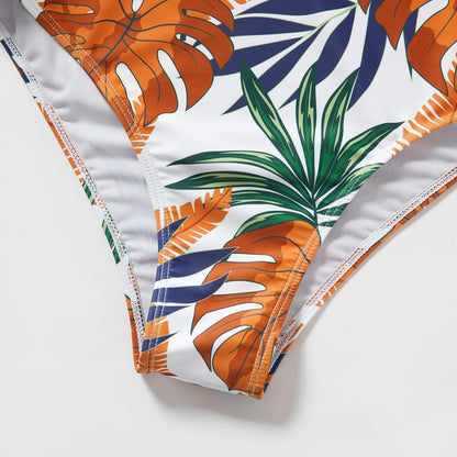 Matching Swimsuits Summer Family Look Floral Print Splice Solid One-piece Nylon