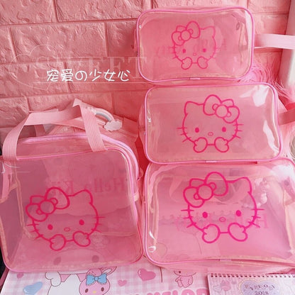 Hello Kitty Swimwear Storage Bag Transparent Cosmetic Wash Bag Travel Bag