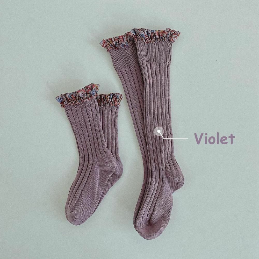 Baby Socks Floral Print Kids Lace Winter Girls Knee High Long Toddler Cotton Kid