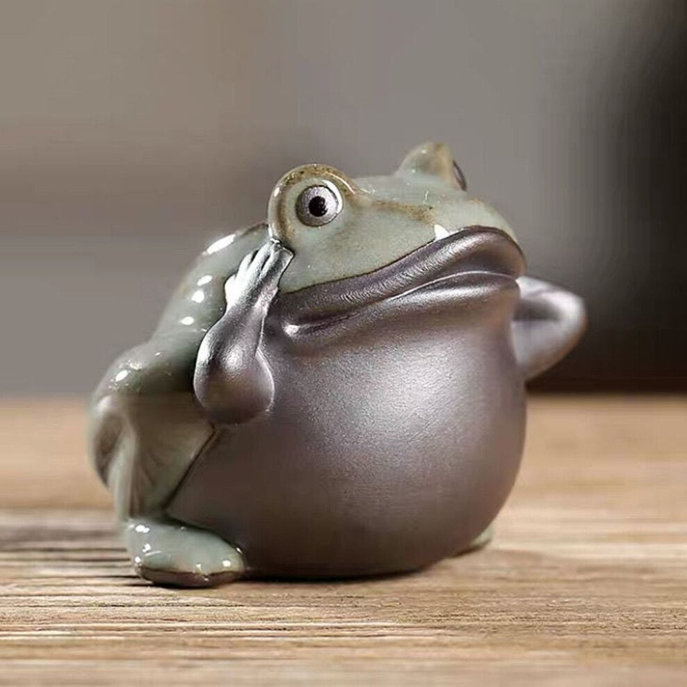 Painted Pottery Frog Tea Pet Quot Little Frog Purple Decoration Accessories