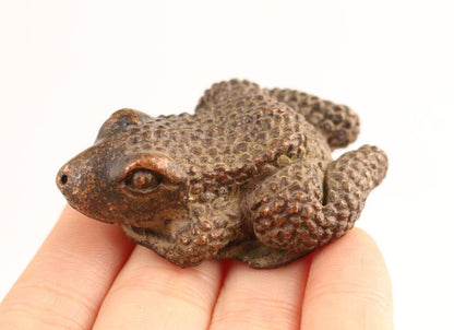 Chinese old bronze hand casting jinchan frog statue collect figure tea pet Art