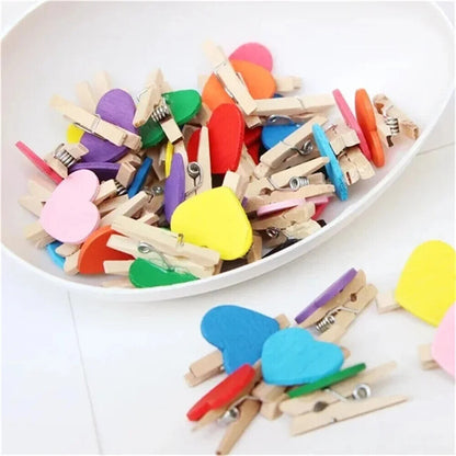 Craft Clothespin 50Pcs Wooden Clips Love Heart Pegs DIY Wedding Venue Decoration