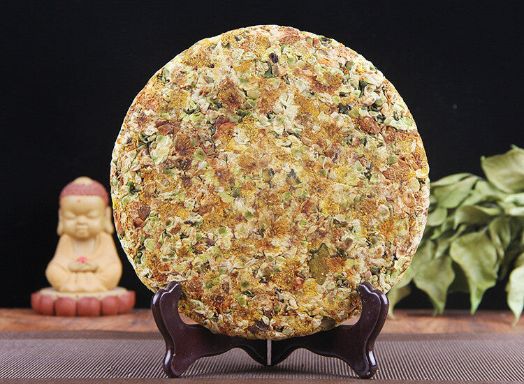 GU SHU CHA HUA Flower Lincang Snowy Mountains Ancient Tree Raw Puer Tea 357g