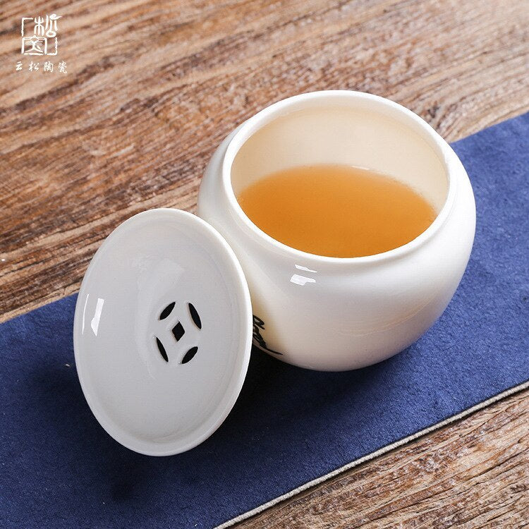 4.2" Whiteware Jade Porcelain Small Number Tea Basin Tea Basin Copper Coins Tea