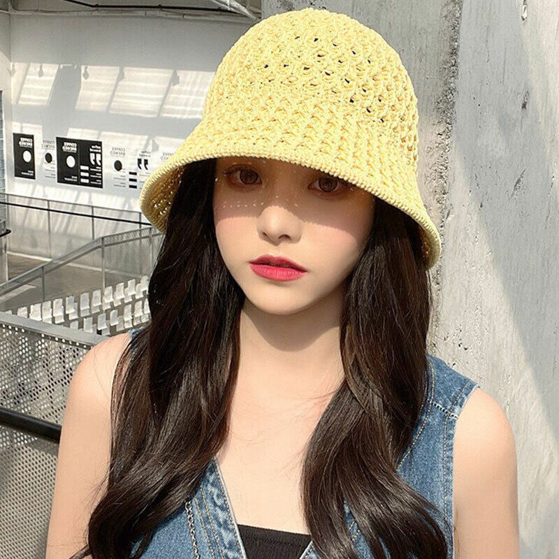 Women Ladies Summer Sun Beach Straw Hat Floppy Wide Brim Foldable Cap Bucket Hat