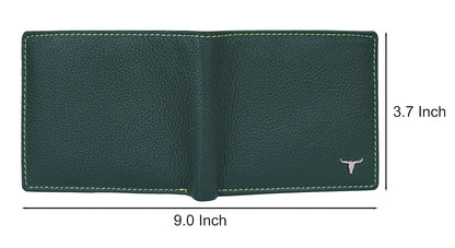 New Green Bi-Fold Leather Men's Wallet RFID Protection Gift Item