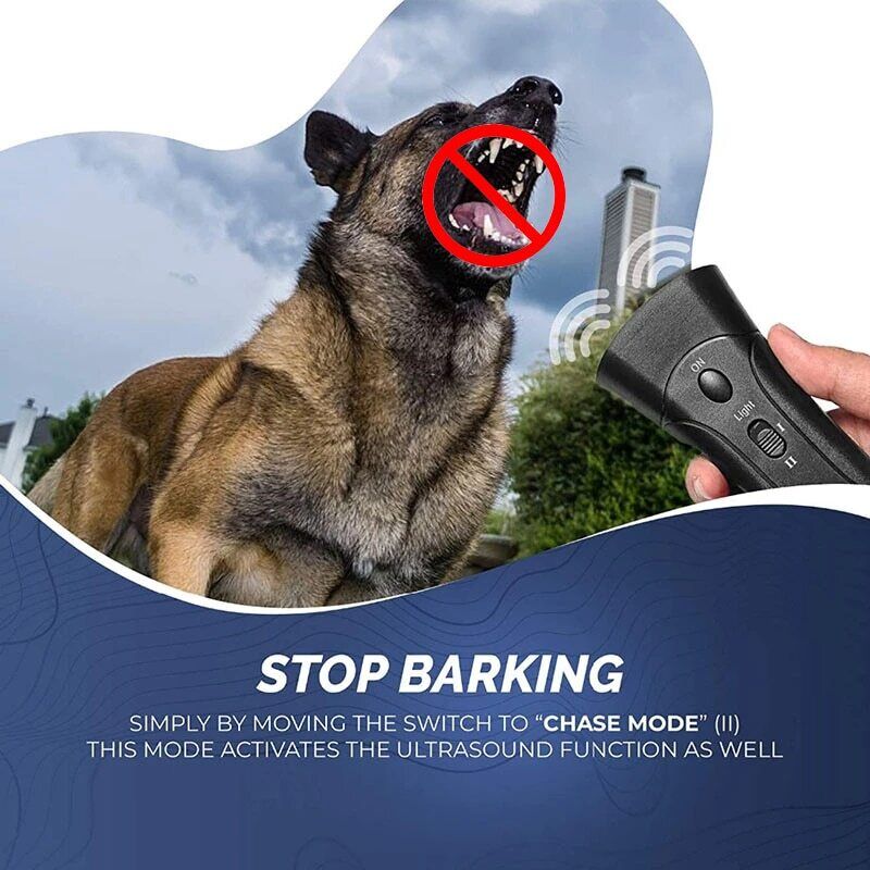 Pet Dog Repeller Anti Barking Stop Bark LED Ultrasonic Dogs Training Device