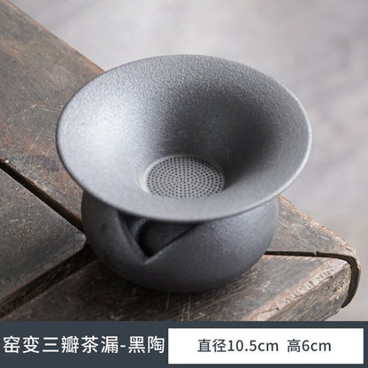 Kiln Baked Stoneware Gilding Tea Funnel Tea Strainer Group Creative Tea Strainer