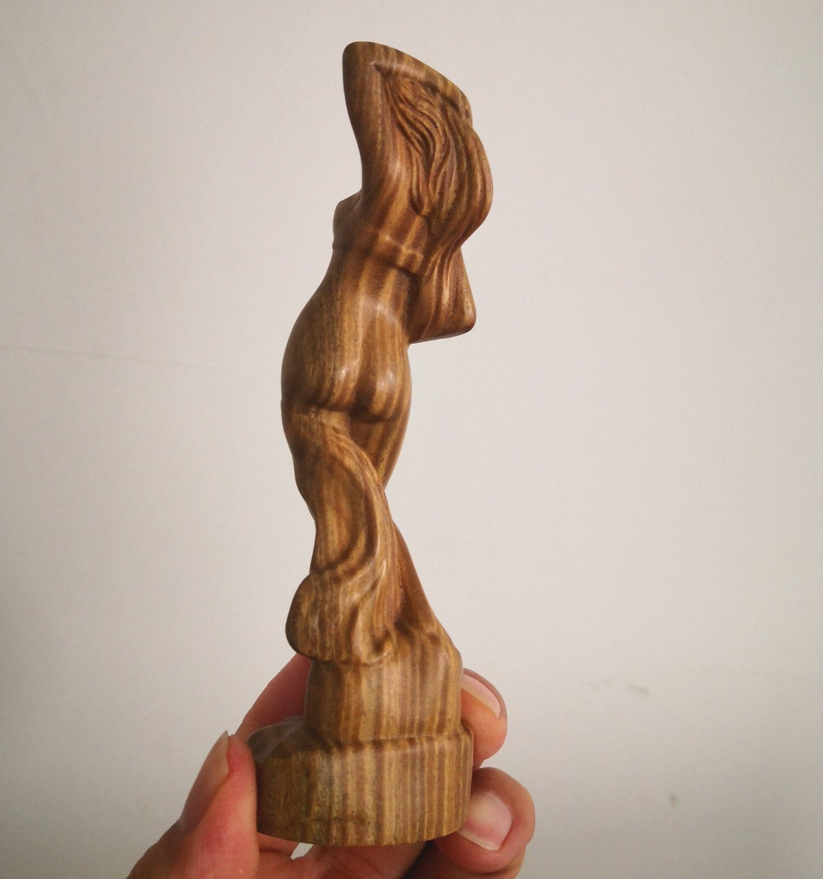 Natural Sandalwood Carved Slim Girl Statue Wood Figure Art Model Sculpture Decor