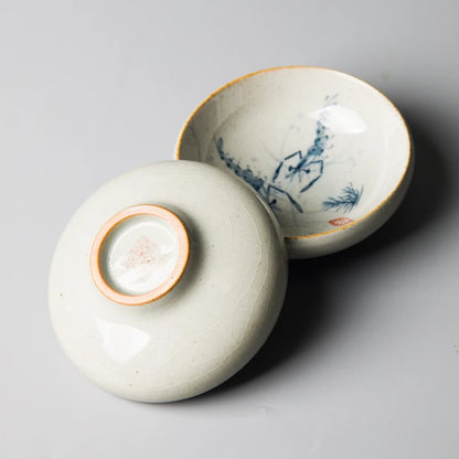 Chinese Vintage Hand Painted Shrimp Pottery Cups Tea Cup Set Teaware Goldfish