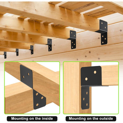 14 Gauge Joist Hanger Brackets 4 Pcs Black Post Cap Tie for 2x4 2x6 Beam Support