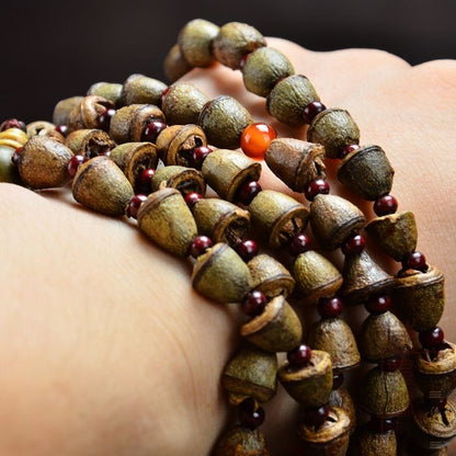 Natural Small Golden Bell Bodhi 8mm 108 Beads Mala Bracelet