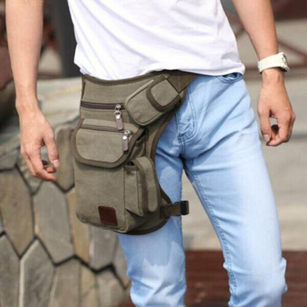 Men's Outdoor Hiking Camping Sport Waist Packs Leg Bag Canvas Waist Bag Belt Bag