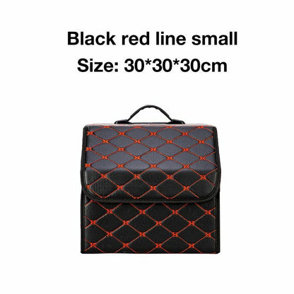 Car Trunk Storage Organizer Bag PU Leather Box Folding Stowing Tidying SUV Broad