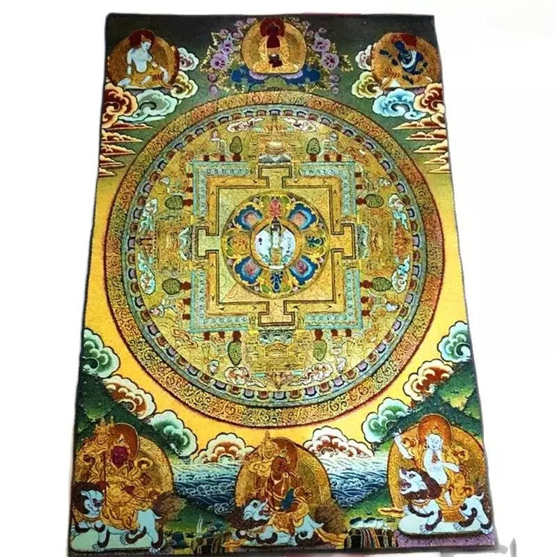 New Buddha Silk Embroidery Nepal Golden Silk Tangka Statue Tancheng Tangka