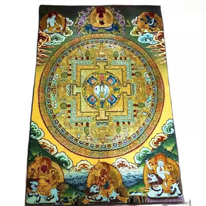 New Buddha Silk Embroidery Nepal Golden Silk Tangka Statue Tancheng Tangka